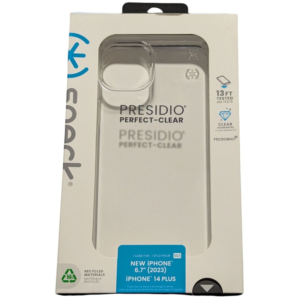 BB. Speck Presidio Perfect-Clear Case for iPhone 15 / 14 Plus (6.7") Small Cam